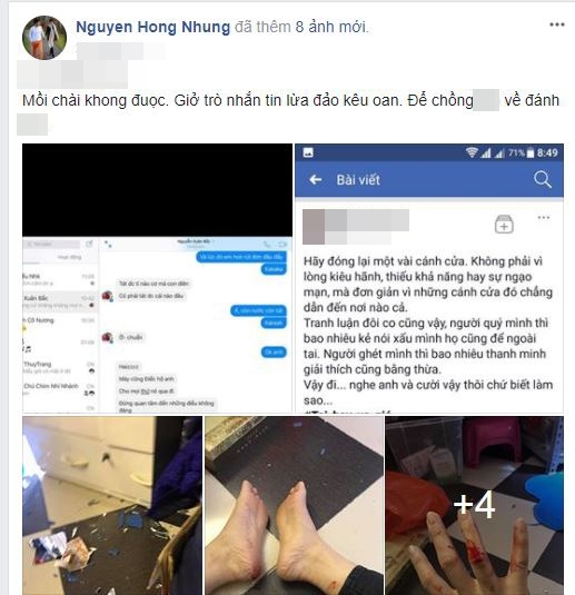 Đăng status bị chồng đánh rồi xoá ngay sau đó, vợ Xuân Bắc giải thích là do bị hack Facebook - Ảnh 1.