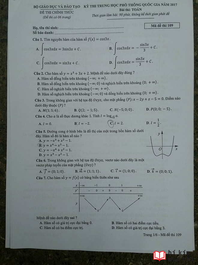 HOT: Gợi ý đáp án môn Toán kỳ thi tốt nghiệp THPT Quốc gia 2017 - Ảnh 25.