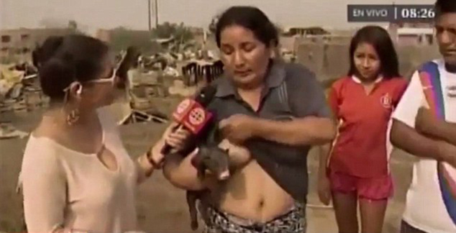Bà mẹ bỉm sữa thản nhiên vạch áo lên cho lợn bú trên sóng truyền hình - Ảnh 2.
