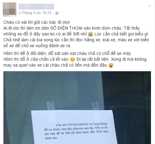 Hành xử văn minh: Cô gái xinh đẹp viết lời nhắn nhẹ nhàng gửi đến chủ xe đỗ chắn lối vào nhà - Ảnh 1.