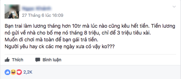 Phải làm gì khi bạn trai lương hơn 10 triệu, gửi về nhà 8, hẹn hò toàn để bạn gái trả tiền? - Ảnh 1.