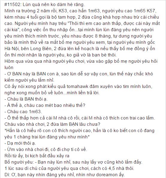 Ch&agrave;ng trai cao 1m63: Về ra mắt m&agrave; chỉ d&aacute;m giới thiệu l&agrave; bạn v&igrave; qu&aacute; l&ugrave;n so với nh&agrave; bạn g&aacute;i - Ảnh 1.