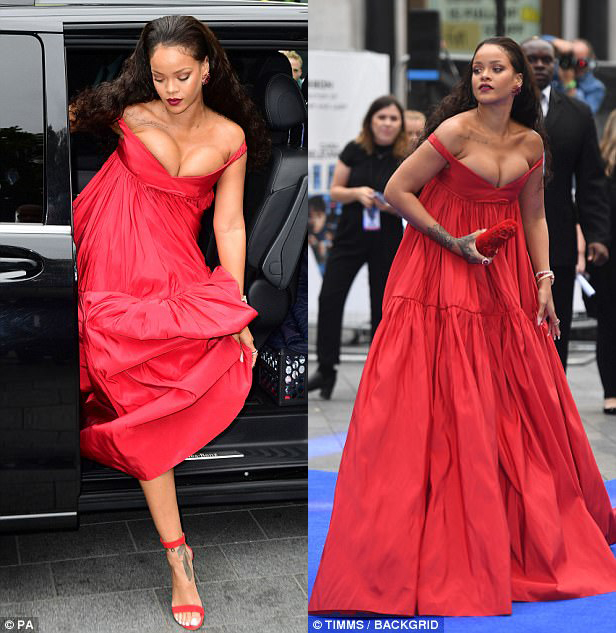Rihanna gây phản cảm vì diện váy trễ nải và o ép vòng 1 quá đà giữa sự kiện - Ảnh 1.