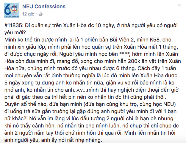 Đi Xuân Hòa học quân sự được 10 ngày, ở nhà bạn trai đã hôn người khác - Ảnh 1.