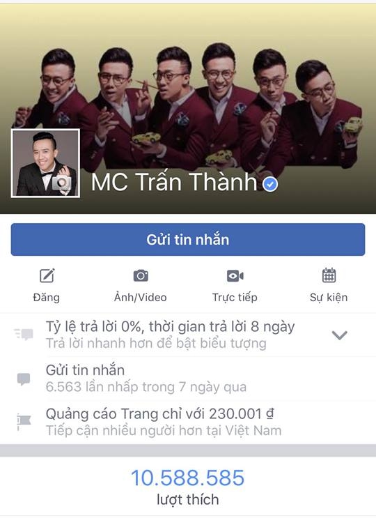 Vượt qua Hoài Linh, Khởi My, fanpage của Trấn Thành vươn lên dẫn đầu tại Việt Nam - Ảnh 1.