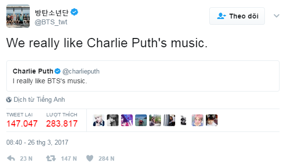 Fan sướng rối rít khi Charlie Puth thú nhận thích nhạc BTS - Ảnh 2.