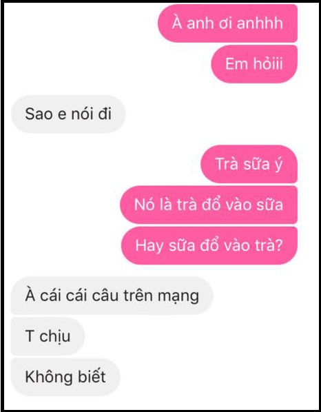 Đỉnh cao của nhắn tin cưa cẩm bây giờ: Trà sữa là trà đổ vào sữa hay sữa đổ vào trà? - Ảnh 8.