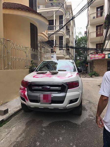 Vào facebook, chủ ô tô bất ngờ phát hiện xe mình đang đỗ trong ngõ bị vẽ sơn hồng chi chít - Ảnh 1.