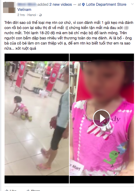 Hà Nội: Bé gái bị mẹ đánh mắng, bỏ lại siêu thị vì lỡ làm mất gói kẹo - Ảnh 2.