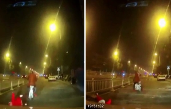 Trung Quốc: Bé gái suýt mất mạng sau khi ngã lăn quay từ yên xe đạp điện xuống đường - Ảnh 3.