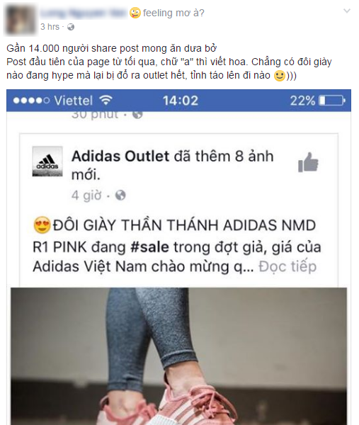Sau Zara Outlet lừa đảo, lại xuất hiện thêm page giả mạo adidas tung tin mua giày với giá 48.000 đồng - Ảnh 2. Sau Zara Outlet lừa đảo, lại xuất hiện thêm page giả mạo adidas tung tin mua giày với giá 48.000 đồng - Ảnh 2.