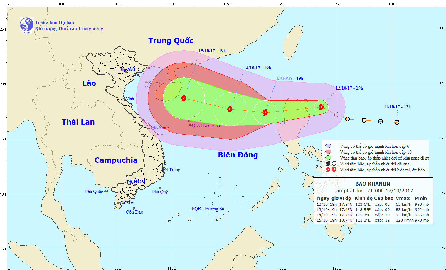 Bão Khanun giật cấp 12, hướng thẳng vào miền Trung - Ảnh 1.