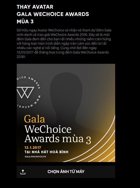 Thay ngay avatar Facebook để nhận vé tham gia Gala WeChoice Awards 2016! - Ảnh 13.