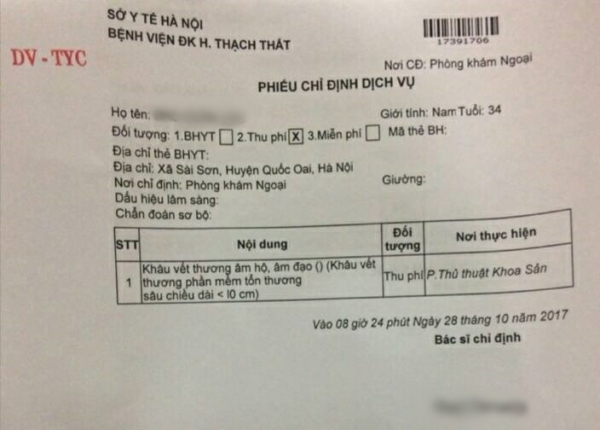 Hà Nội: Nam thanh niên rách tay được bác sĩ chỉ định khâu... âm hộ tại phòng thủ thuật khoa sản - Ảnh 3.