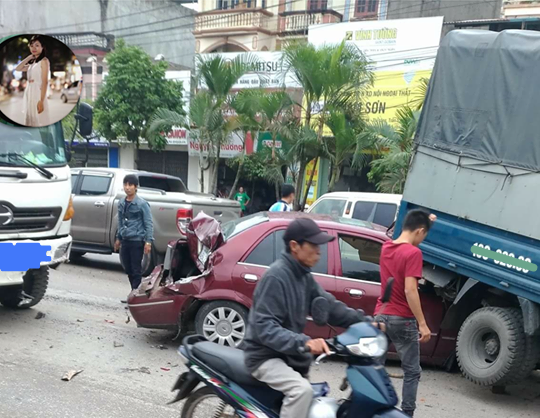 Bắc Ninh: Xe tải gây tai nạn liên hoàn khiến xe con bẹp rúm cả đầu lẫn đuôi - Ảnh 1.