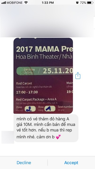 Một ngày trước đêm diễn MAMA, nhiều Facebook giả rao bán vé lên đến hàng chục triệu đồng - Ảnh 7.