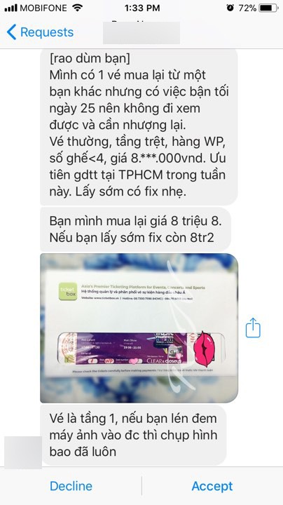 Một ngày trước đêm diễn MAMA, nhiều Facebook giả rao bán vé lên đến hàng chục triệu đồng - Ảnh 5.