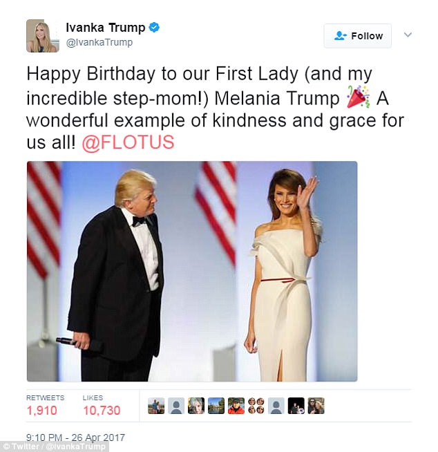 Ivanka Trump thể hiện tình cảm thân thiết với mẹ kế Melania Trump - Ảnh 1.