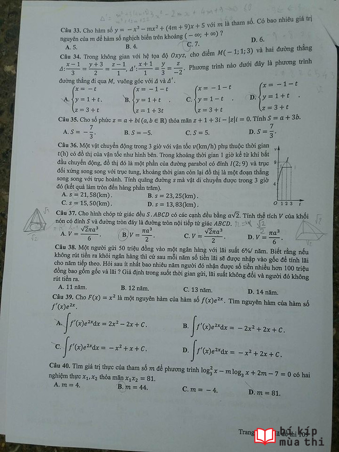 HOT: Gợi ý đáp án môn Toán kỳ thi tốt nghiệp THPT Quốc gia 2017 - Ảnh 28.