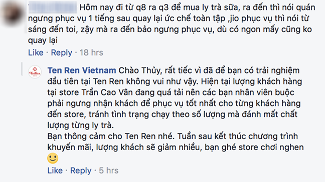 Đại diện trà sữa Ten Ren thừa nhận thiếu sót, khẳng định: Thà mất doanh thu còn hơn không thể mang đến sản phẩm và dịch vụ tốt nhất - Ảnh 3.