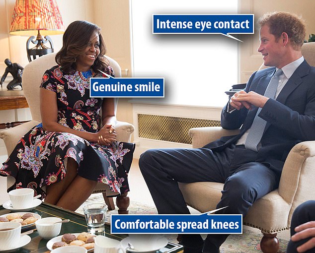 Chuyên gia ngôn ngữ cơ thể chỉ ra sự khác biệt trong cách nói chuyện của Hoàng tử Anh với bà Melania Trump và bà Michelle Obama - Ảnh 2.