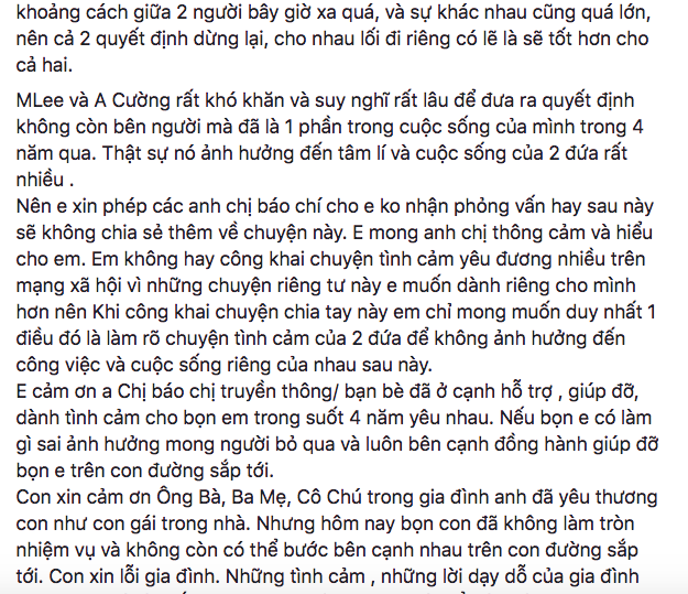 Cường Seven và MLee công bố đã đường ai nấy đi sau 4 năm yêu nhau - Ảnh 5.