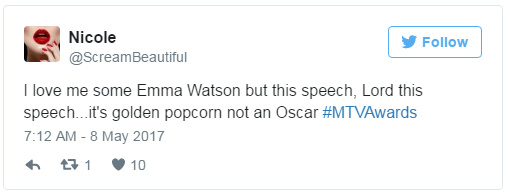 Bài diễn văn nghiêm túc khi nhận giải MTV Movie Awards của Emma Watson bị khán giả chê là quá lố - Ảnh 7.