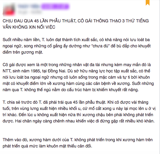 Vì ngoại hình, cô gái thông thạo 3 thứ tiếng vẫn không xin được việc dù đã qua 45 lần phẫu thuật - Ảnh 1.