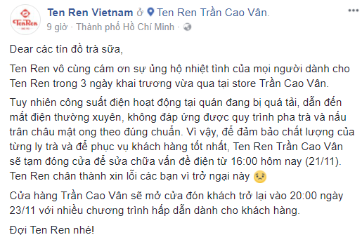 Trà sữa gây sốt Ten Ren khai trương vài ngày đã phải tạm đóng cửa vì quá tải, không thể đảm bảo chất lượng phục vụ - Ảnh 7.