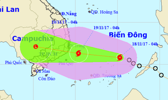 Áp thấp nhiệt đới đã mạnh thành bão số 14, đe dọa các tỉnh Nam Trung Bộ - Ảnh 1.
