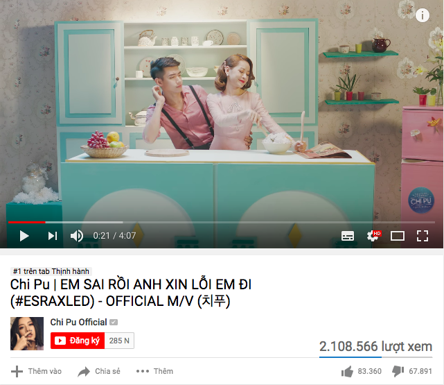 Sau hơn 1 ngày, MV thứ 3 của Chi Pu chiếm #1 Trending Youtube nhưng lượng like và dislike vẫn rượt đuổi căng thẳng - Ảnh 1.