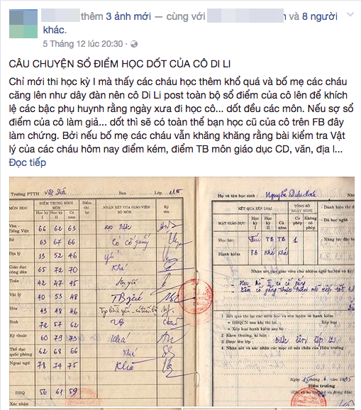 Nhà văn Di Li công khai bảng điểm học dốt thời phổ thông để chứng minh: Điểm số trung bình không dẫn đến một cuộc đời bỏ đi - Ảnh 2.