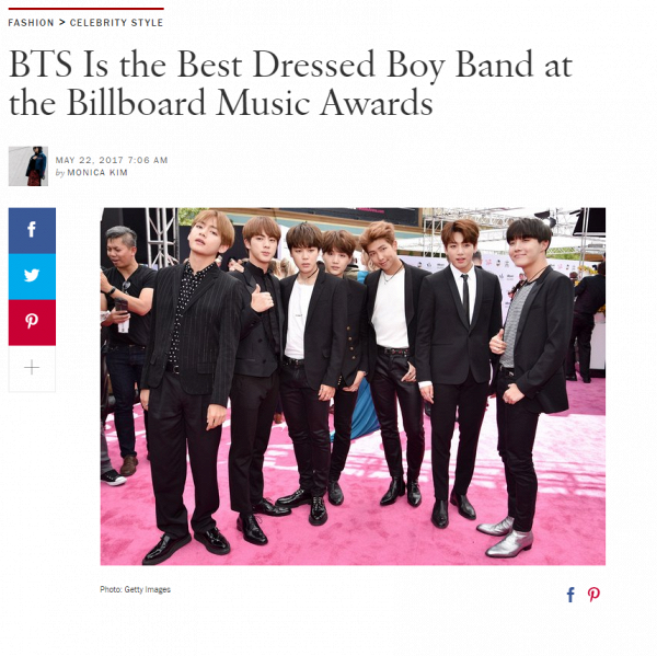 BTS bỗng dưng được Vogue Mỹ khen là nhóm nhạc mặc đẹp nhất Billboard 2017 - Ảnh 1.