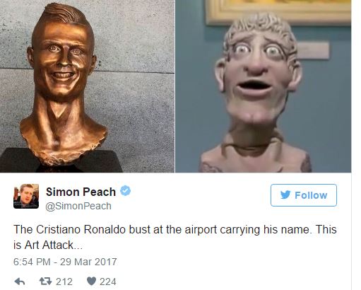 Bức tượng kì dị của Ronaldo ở sân bay mang tên anh - Ảnh 3.
