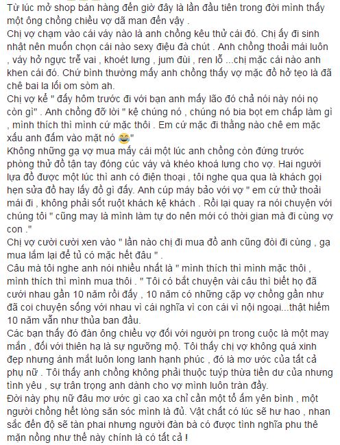 Cưới nhau được 10 năm, người chồng vẫn nằng nặc đòi đi chọn đồ cho vợ khiến bao chị em suýt xoa - Ảnh 1.