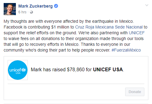 Đau buồn khi biết tin gần 300 người thiệt mạng vì động đất ở Mexico, ông chủ Facebook Mark Zuckerberg đã hành động ngay lập tức - Ảnh 1.
