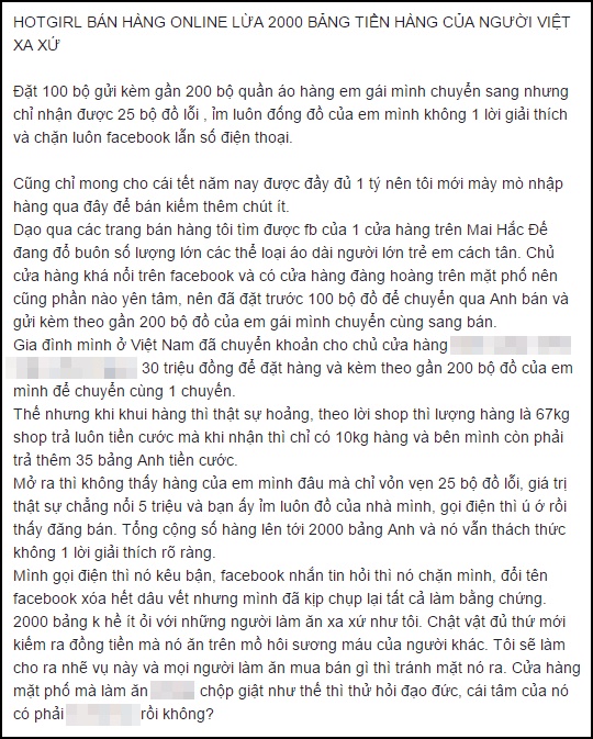 Xôn xao chuyện cô gái xinh đẹp bị tố lừa 2000 bảng Anh tiền hàng rồi bốc hơi - Ảnh 3.