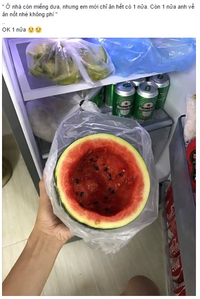 Để dành nửa miếng dưa hấu cho người yêu, và đây là những gì người bạn trai nhận được - Ảnh 1.