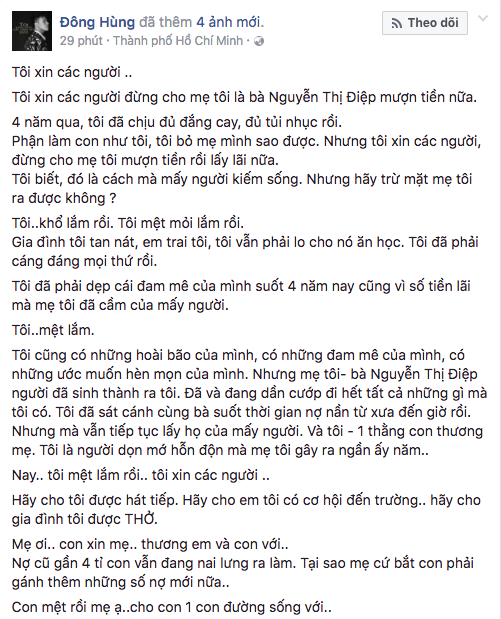 Nghệ sĩ Việt xót xa trước hoàn cảnh gánh nợ thay mẹ của Top 3 Vietnam Idol Đông Hùng - Ảnh 1.