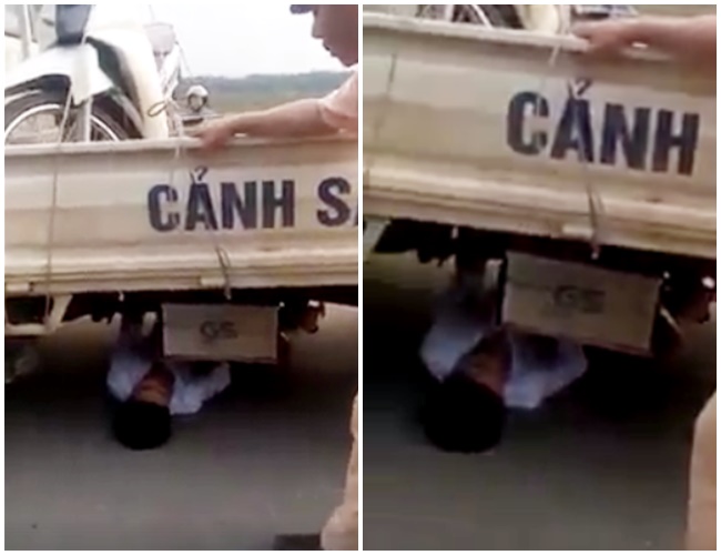 Vĩnh Phúc: Bị lập biên bản vi phạm giao thông, nam thanh niên 21 tuổi chui vào gầm xe CSGT ăn vạ - Ảnh 1.