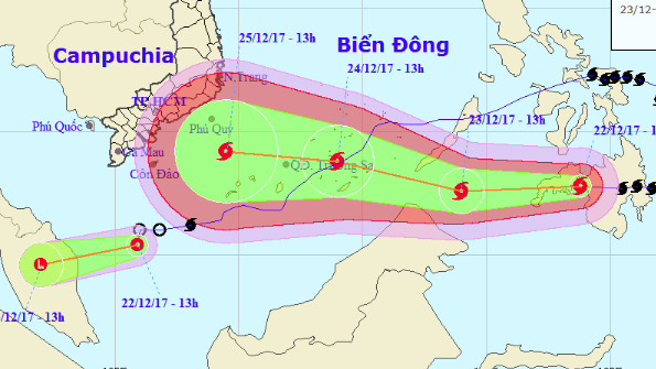 Bão Tembin mạnh cấp 10, giật cấp 13 di chuyển nhanh vào khu vực Nam Bộ dịp Giáng sinh - Ảnh 1.