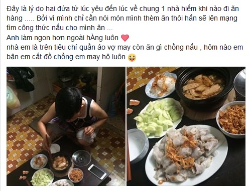 Cô vợ sướng nhất năm: Chẳng bao giờ phải đi ăn hàng, thích món gì là chồng lên mạng học nấu cho ăn! - Ảnh 1.