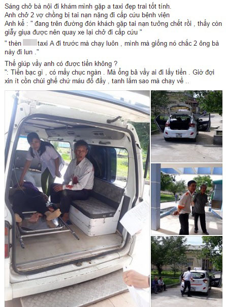 Hành động đẹp: Người tài xế taxi bỏ khách để chở giúp cặp vợ chồng già bị tai nạn giao thông vào bệnh viện - Ảnh 1.