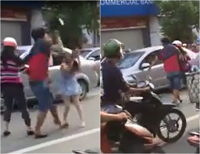 Nam thanh niên dùng mũ bảo hiểm đánh vào đầu cô gái sau va chạm giao thông - Ảnh 1.