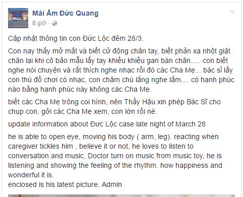 Một ngày sau cuộc tiểu phẫu, em bé não úng thủy Phạm Đức Lộc đã biết mở mắt, cử động tay chân - Ảnh 2.