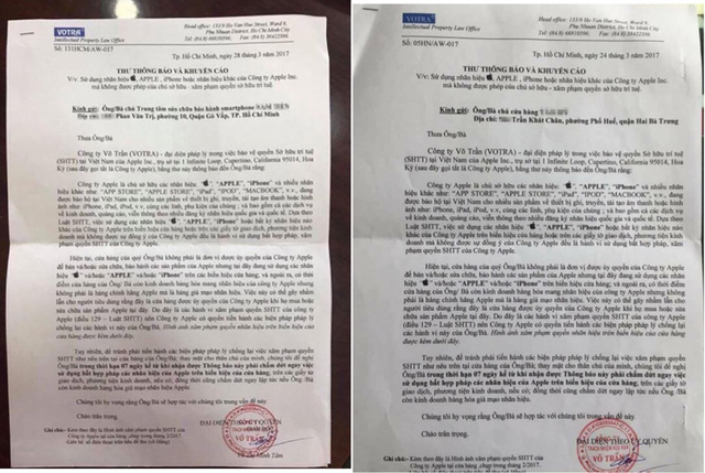 Apple gửi thư cảnh b&aacute;o c&aacute;c cửa h&agrave;ng sử dụng tr&aacute;i ph&eacute;p h&igrave;nh ảnh iPhone tại Việt Nam - Ảnh 1.