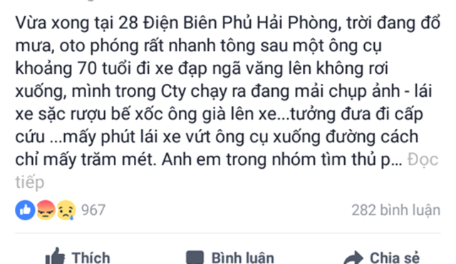 Sự thật tài xế ô tô đâm ngã cụ già 70 tuổi ở Hải Phòng rồi bỏ lại ven đường - Ảnh 1.