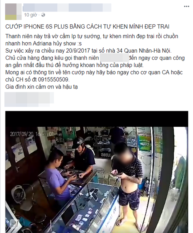 Lời khai nam thanh ni&ecirc;n giả vờ mua điện thoại iPhone tự sướng, khen m&igrave;nh đẹp trai rồi chuồn thẳng - Ảnh 2.