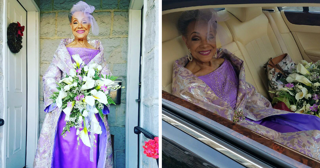 Nhan sắc xinh đẹp rạng rỡ của cô dâu 86 tuổi trong chiếc váy cưới tự thiết kế làm dân tình “phát hờn” - Ảnh 1.