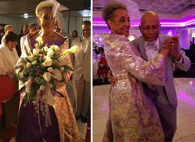 Nhan sắc xinh đẹp rạng rỡ của cô dâu 86 tuổi trong chiếc váy cưới tự thiết kế làm dân tình “phát hờn” - Ảnh 2.